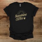 Sunshine and coffee graphics black t shirt unisex