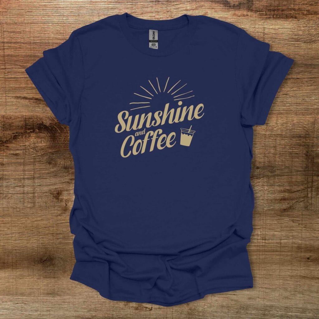 Sunshine and Coffee Graphics Navy T-Shirt Unisex Sunshine and coffee graphics navy t shirt unisex