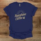 Sunshine and coffee graphics navy t shirt unisex