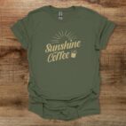 Sunshine and coffee summer vibes graphics military green t shirt unisex