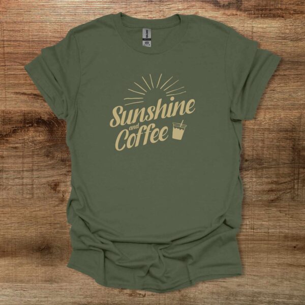 Sunshine and coffee summer vibes graphics military green t shirt unisex