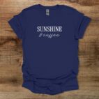Sunshine and coffee typography navy t shirt unisex