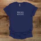 Works well with coffee navy t shirt unisex