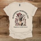 Coffee blooming morning joy natural t shirt unisex