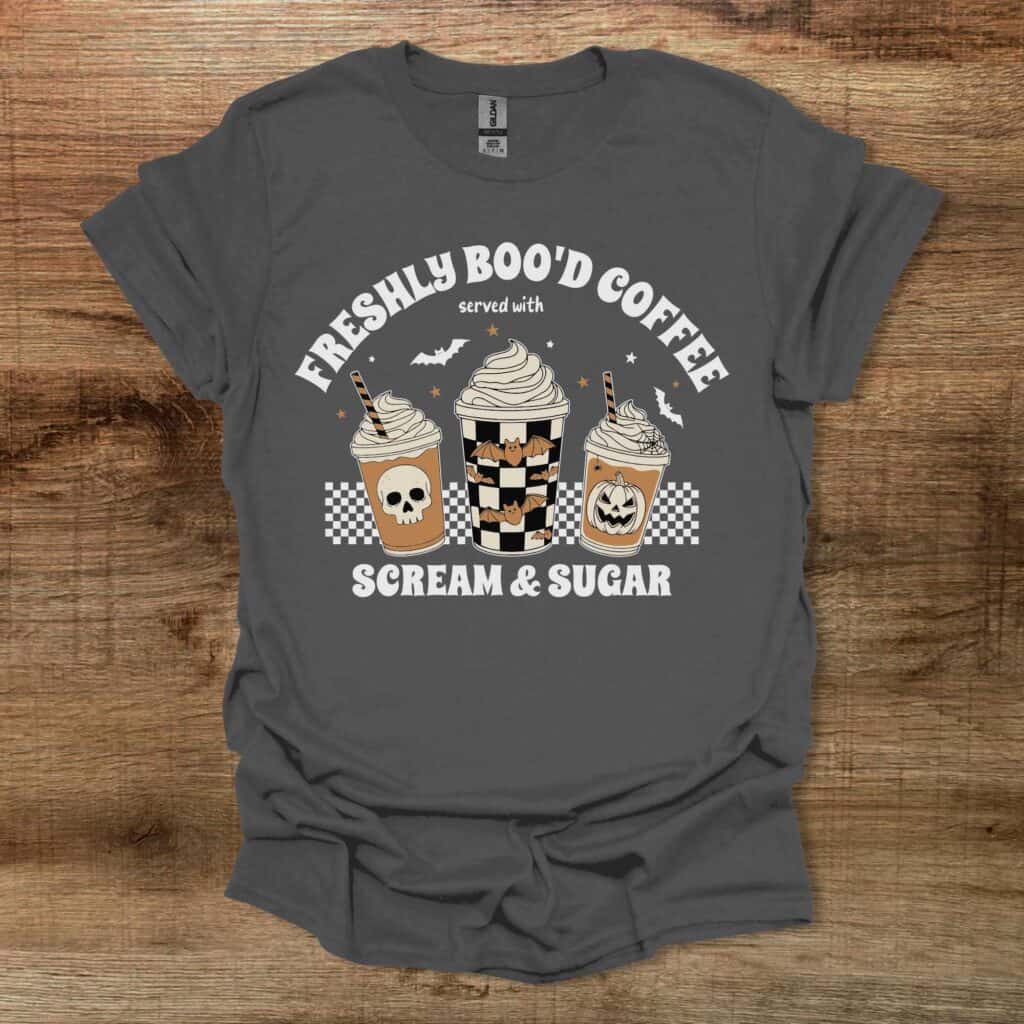 Freshly Boo'd Coffee Halloween Pumpkin Spice Charocal T-Shirt Unisex Freshly boo'd coffee halloween pumpkin spice charocal t shirt unisex