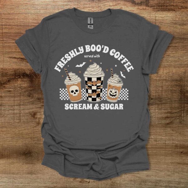 Freshly boo'd coffee halloween pumpkin spice charocal t shirt unisex