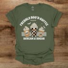 Freshly boo'd coffee halloween pumpkin spice military green t shirt unisex