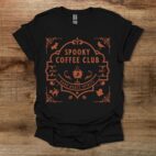 Spooky gothic coffee club black t shirt unisex