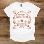 Spooky gothic coffee club white t shirt unisex