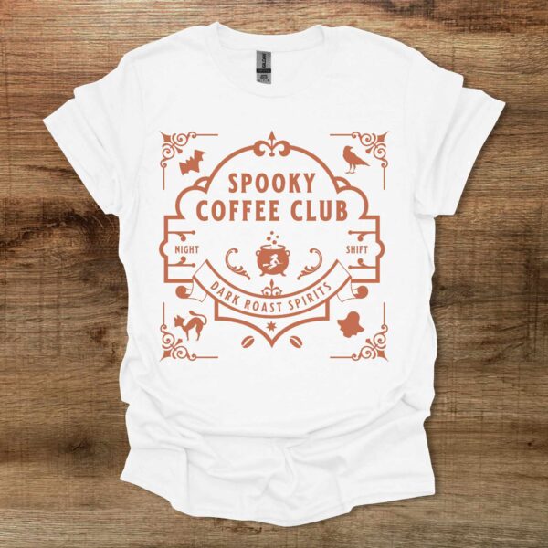Spooky gothic coffee club white t shirt unisex