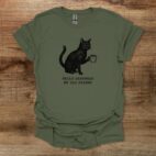 Cat hello darkness my old friend military green t shirt unisex