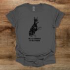 Doberman hello darkness my old friend dog charocal t shirt unisex