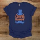 Coffee daddy moustache navy t shirt unisex