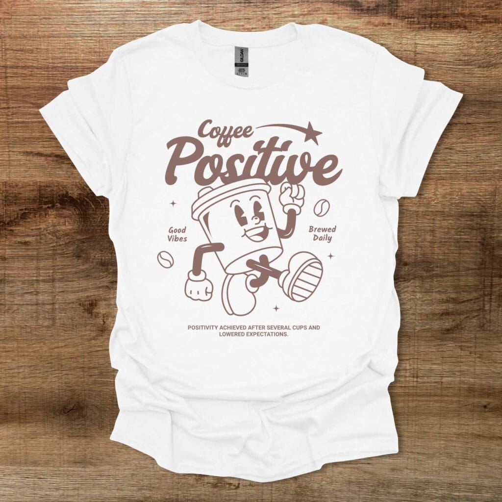 Coffee positive mascot white t shirt unisex