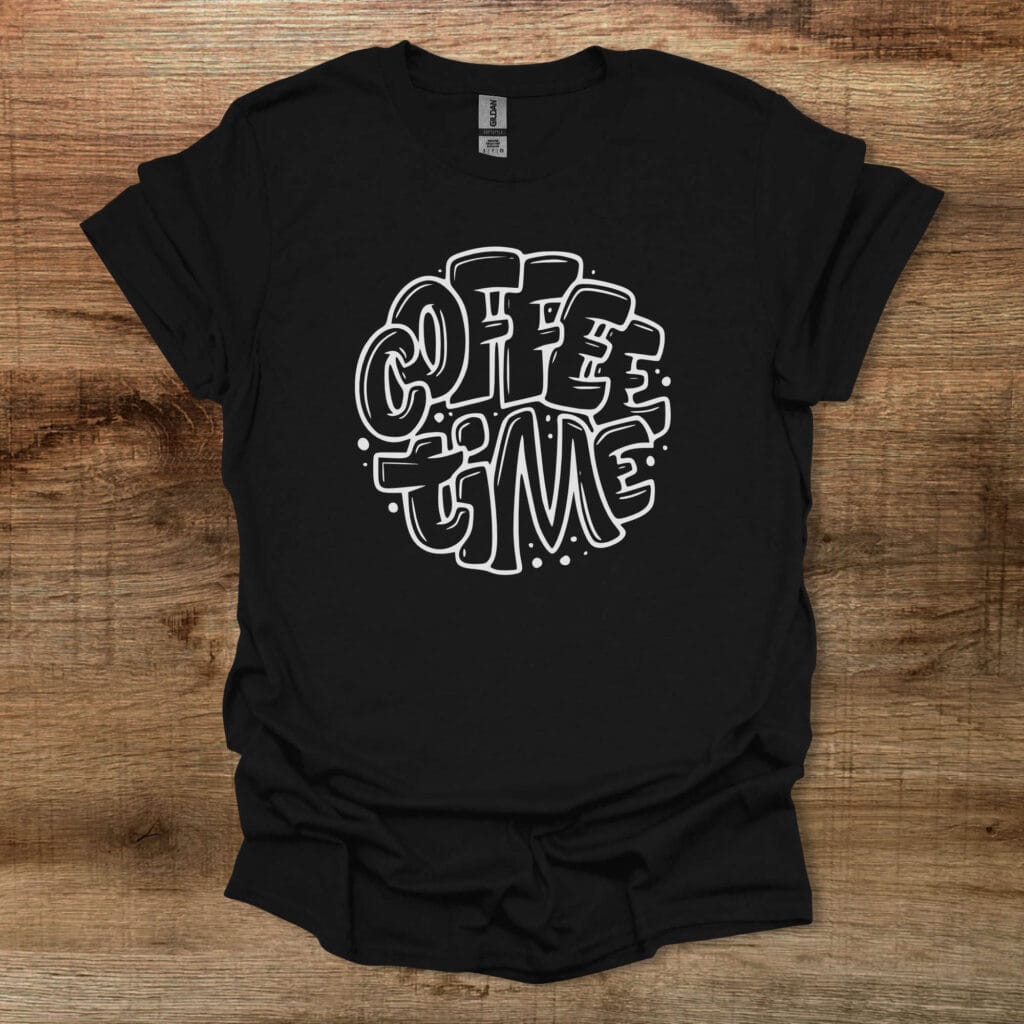 Coffee time typography black t shirt unisex