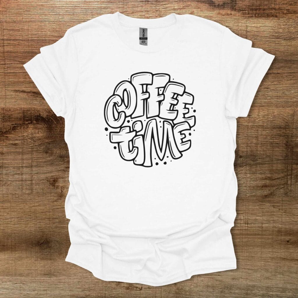 Coffee Time Typography White T-Shirt Unisex Coffee time typography white t shirt unisex