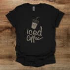Iced coffee black t shirt unisex