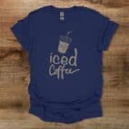 Iced coffee navy t shirt unisex