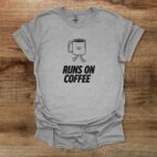 Runs on coffee sport grey t shirt unisex