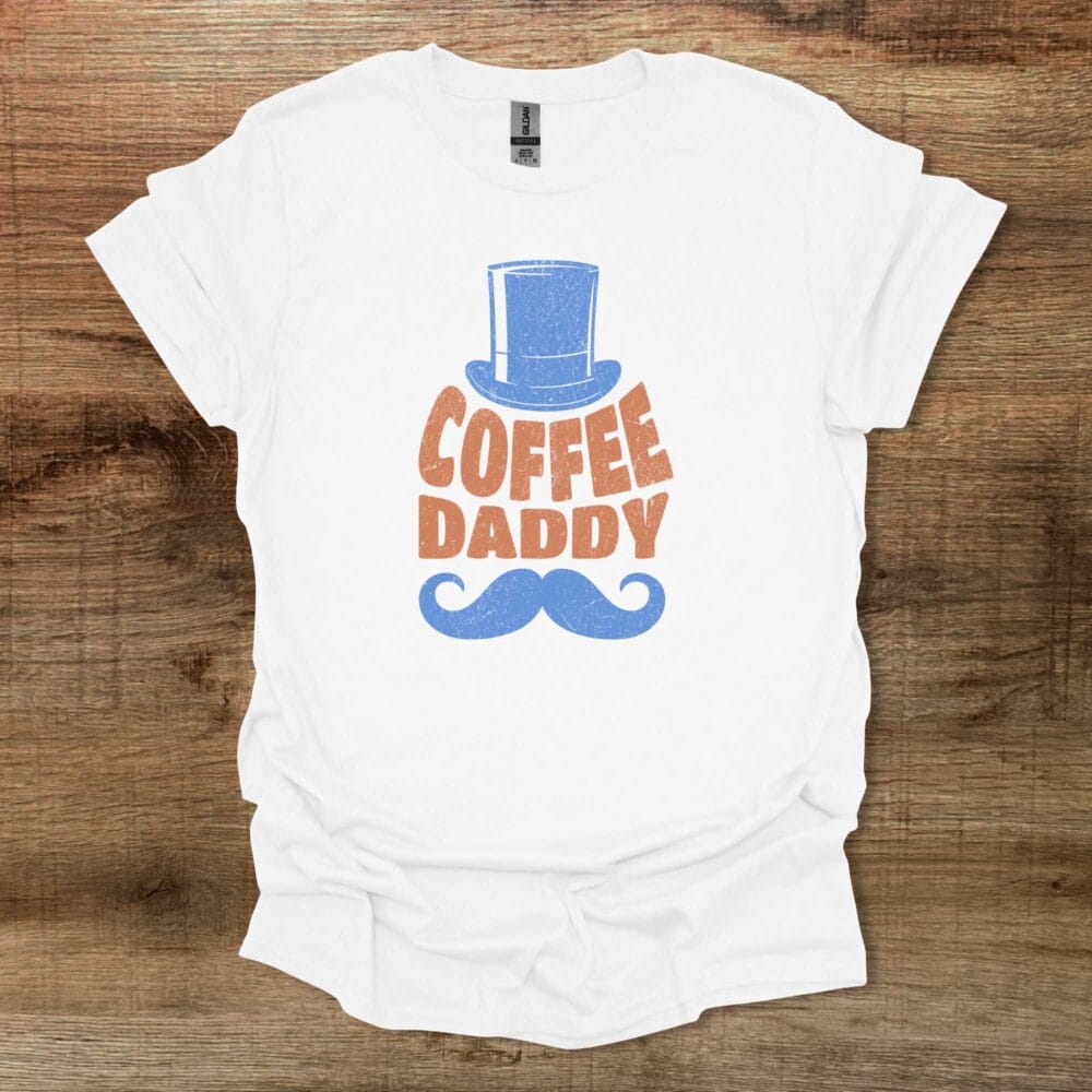 Coffee Daddy Moustache White T Shirt Unisex