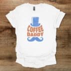 Coffee Daddy Moustache White T Shirt Unisex