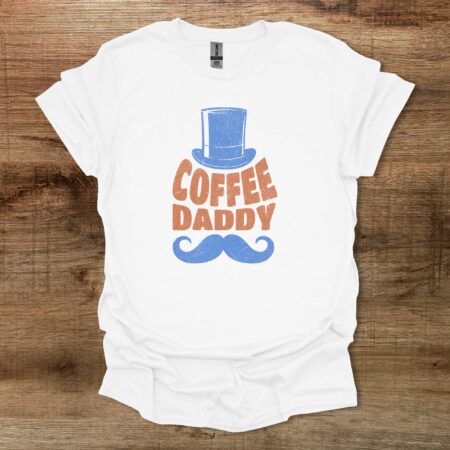 Coffee Daddy Moustache White T Shirt Unisex
