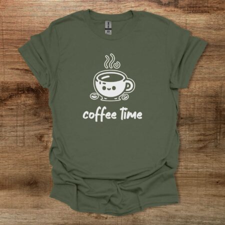 Coffee Time Mascot Military Green T Shirt Unisex