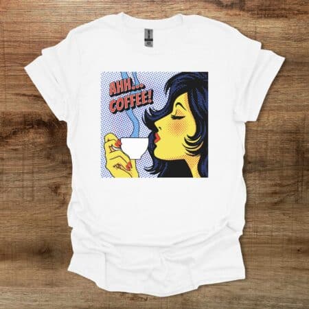 Ahh Coffee Halftone White T Shirt Unisex