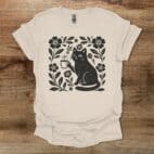 Boho Floral Coffee Cat Natural T Shirt Unisex