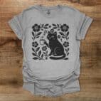 Boho Floral Coffee Cat Sport Grey T Shirt Unisex