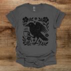 Boho Floral Coffee Crow Charocal T Shirt Unisex