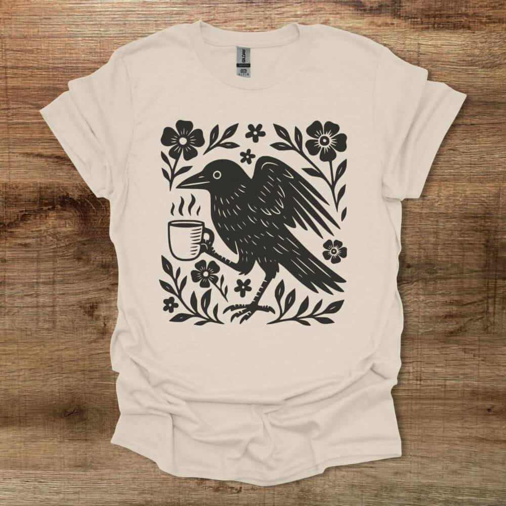 Boho Floral Coffee Crow Natural T-Shirt Unisex Boho Floral Coffee Crow Natural T Shirt Unisex