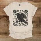 Boho Floral Coffee Crow Natural T Shirt Unisex