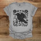 Boho Floral Coffee Crow Sport Grey T Shirt Unisex
