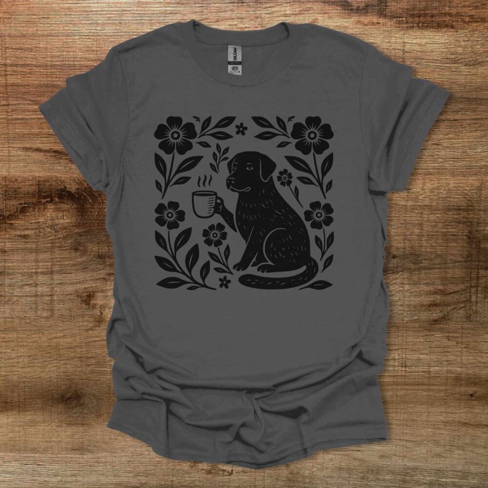 Boho Floral Coffee Dog Charocal T-Shirt Unisex Boho Floral Coffee Dog Charocal T Shirt Unisex