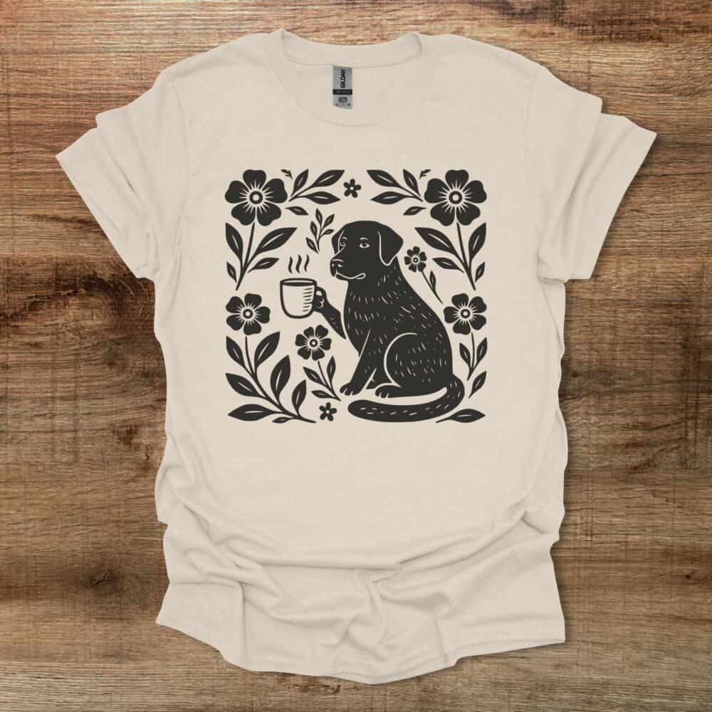 Boho Floral Coffee Dog Natural T-Shirt Unisex Boho Floral Coffee Dog Natural T Shirt Unisex