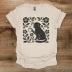 Boho Floral Coffee Dog Natural T Shirt Unisex