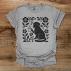 Boho Floral Coffee Dog Sport Grey T Shirt Unisex