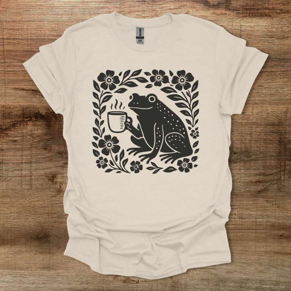 Boho Floral Coffee Frog Natural T-Shirt Unisex Boho Floral Coffee Frog Natural T Shirt Unisex