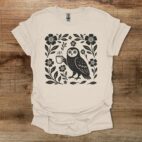 Boho Floral Coffee Owl Natural T Shirt Unisex
