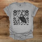 Boho Floral Coffee Owl Sport Grey T Shirt Unisex