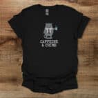 Caffeine & Crime Inspector Cat Black T Shirt Unisex
