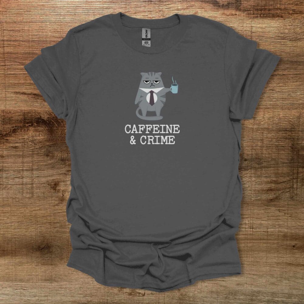 Caffeine & Crime Inspector Cat Charocal T-Shirt Unisex Caffeine & Crime Inspector Cat Charocal T Shirt Unisex