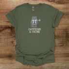 Caffeine & Crime Inspector Cat Military Green T Shirt Unisex