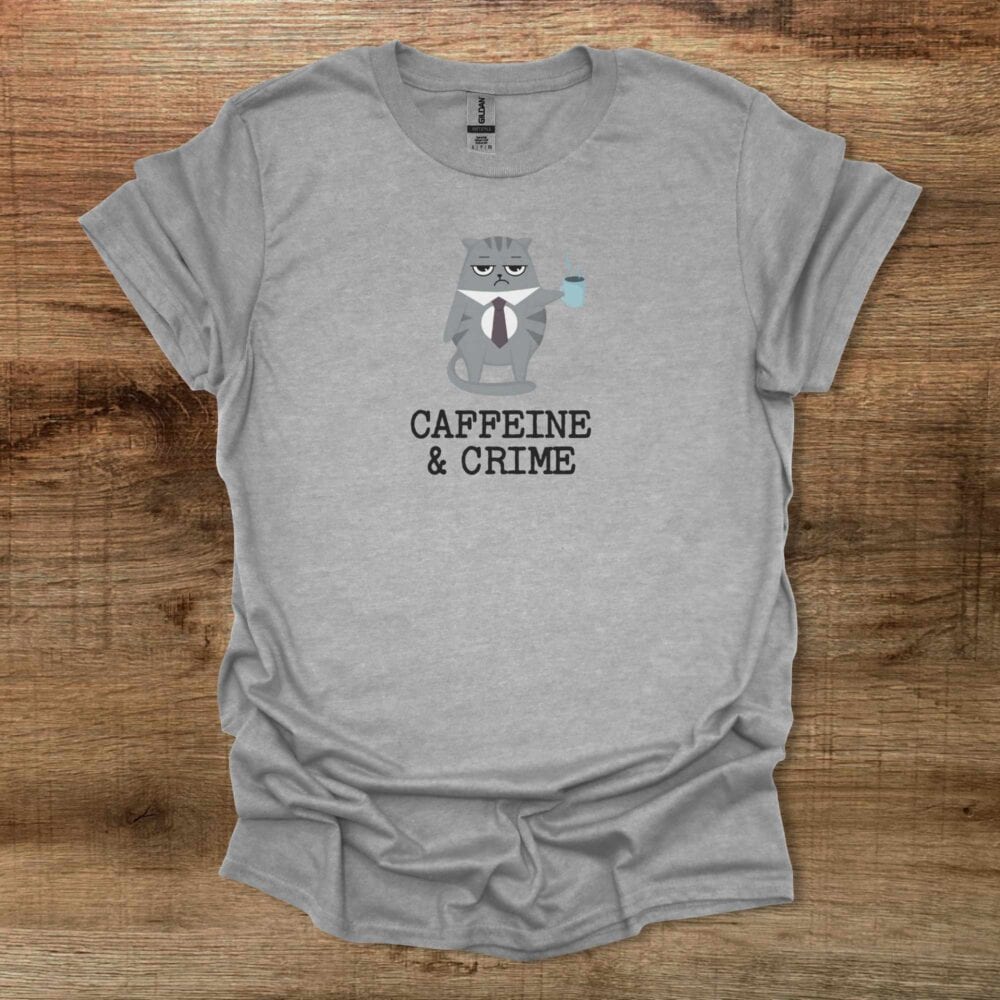 Caffeine & Crime Inspector Cat Sport Grey T-Shirt Unisex Caffeine & Crime Inspector Cat Sport Grey T Shirt Unisex