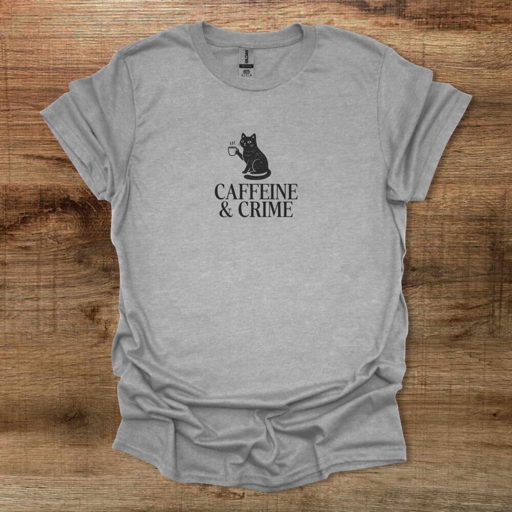 Caffeine & Crime Sport Grey T-Shirt Unisex Caffeine & Crime Sport Grey T Shirt Unisex