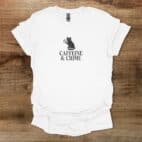 Caffeine & Crime White T Shirt Unisex