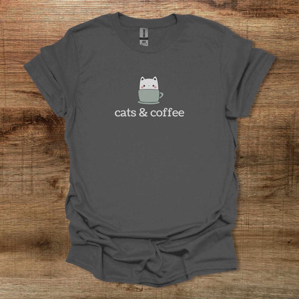 Cats & Coffee Clip Art Charocal T-Shirt Unisex Cats & Coffee Clip Art Charocal T Shirt Unisex