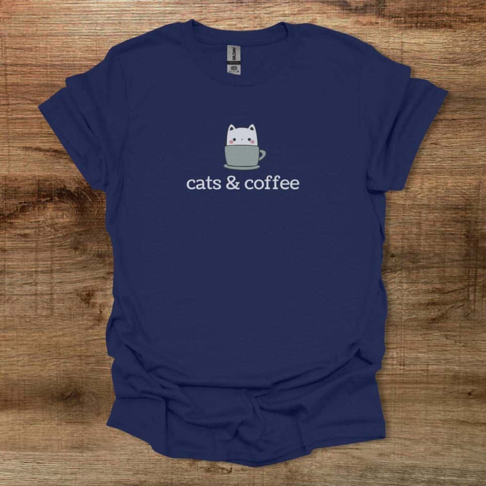 Cats & Coffee Clip Art Navy T-Shirt Unisex Cats & Coffee Clip Art Navy T Shirt Unisex