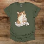Coffee Addict Cute Cat Military Green T Shirt Unisex